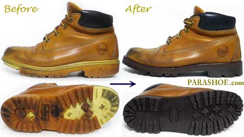 ティンバーランド（Timberland）ブーツ オールソール交換（靴底張替え）修理（ビブラム1136DBR+レザーミッドソール） | 靴の