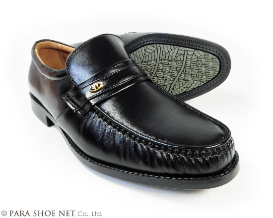HAROWAY 本革 Uモカスリッポン ビジネスシューズ 黒 ワイズ4E（EEEE）23cm（23.0cm）、23.5cm、24cm（24.0cm）【小さいサイズ（スモールサイズ）メンズ 革靴・紳士靴】
