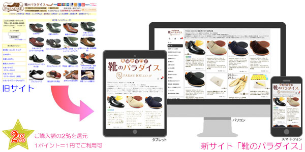 靴のパラダイス　サイトリニューアル画像