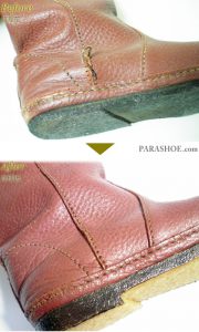 KOOS(コース)レディースブーツ(婦人靴)ワイン オールソール交換修理(靴底張替えリペア)/天然クレープソール(生ゴム) | 靴のパラダイス ...