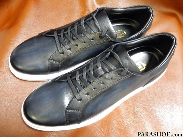 PARASHOE(パラシュー)本革 カラーオーダー レースアップ レザースニーカー(全11色)カジュアルシューズ 手染めアンティーク(パティーヌ)ブラック(黒)