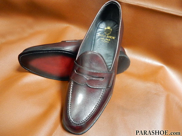 PARASHOE（パラシュー）本革底（レザーソール）ローファー スリッポン ビジネスシューズ ブラウン（茶色）