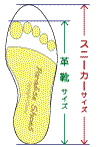 スニーカーサイズと革靴サイズの比較図