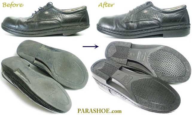 フィンコンフォート（Finn Comfort）紳士靴のオールソール交換修理前と修理後