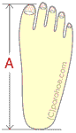 足長（踵からつま先までの、足の全長の寸法）