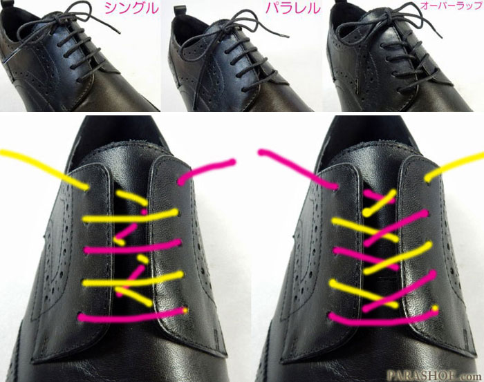 革靴の靴紐の通し方（結び方）の種類