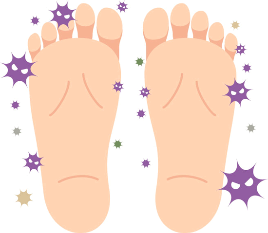 足の臭いの原因のバイ菌のイラスト