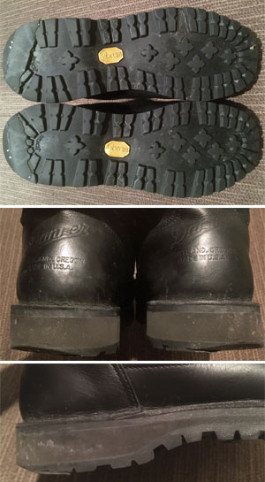 ダナーライト　ブーツの底面の摩耗部分