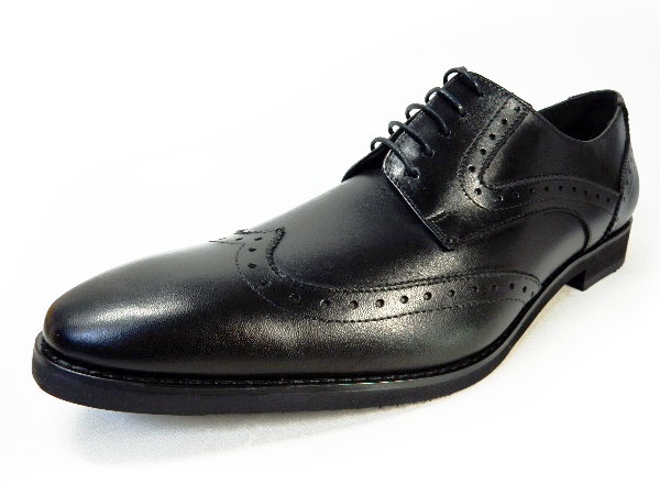 PARASHOE 本革 ウィングチップ ビジネスシューズ 黒 ワイズ 4E