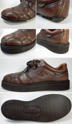 ECCOのカジュアルシューズ（茶色の革靴）修理事例。オールソール交換修理前と修理後