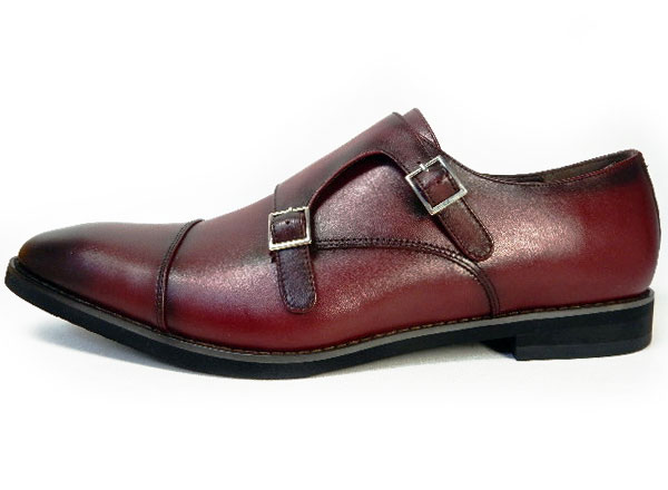 PARASHOE 本革 ダブルモンクストラップ ビジネスシューズ ワイン（バーガンディ・赤茶色）ワイズ  4E（EEEE）27.5cm、28cm（28.0cm）、28.5cm、29cm（29.0cm）、29.5cm、30cm（30.0cm）、31cm（31.0cm）、32cm（32.0cm）【大きいサイズ（ビッグサイズ） メンズ 革靴・紳士靴 ...