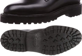 ダブルエイチの革靴のソールの厚み部分とアウトソール（軽量ビブラム）