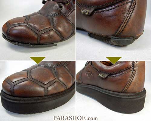 インジェクションモールド式の革靴のオールソール交換修理例