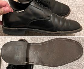 リーガル（REGAL）プレーントゥ 革靴（ビジネスシューズ・紳士靴）のソール摩耗部分