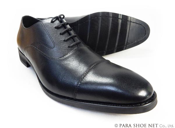 PARASHOE 本革 内羽根ストレートチップ ワイズ4E（EEEE）黒（大きいサイズ27.5cm～32.0cm）