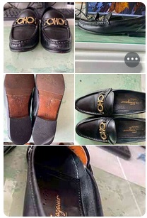 フェラガモ(Ferragamo)ガンチーニ レディース ローファーのレザーソール摩耗部分