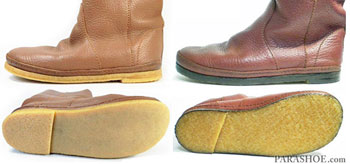 婦人ブーツ(コース/Koos)の生ゴムクレープソールでのオールソール交換修理例