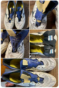 サッカースパイクの壊れたシュータン部分